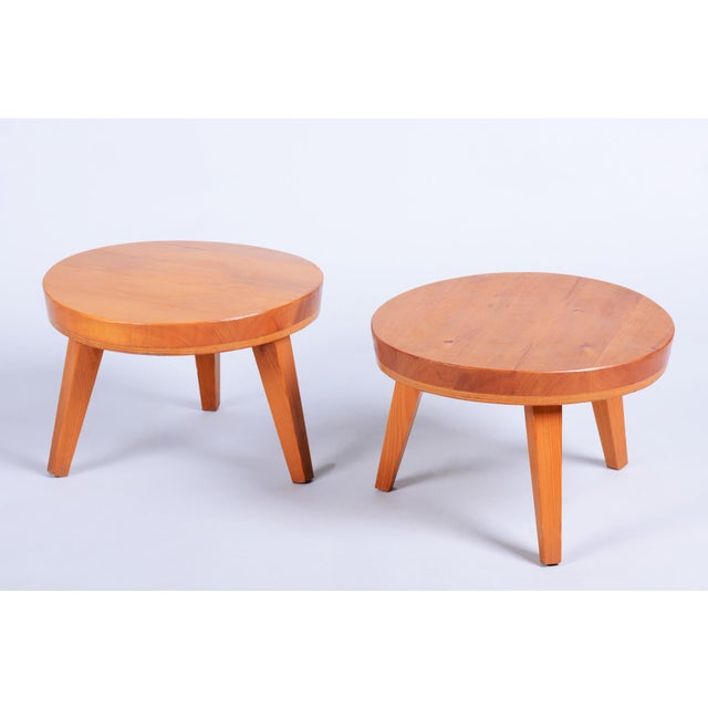 Mid-Century Small Tables in Larch Wood, Czech. 1950s, Set of 2 For Sale - Image 9 of 9
