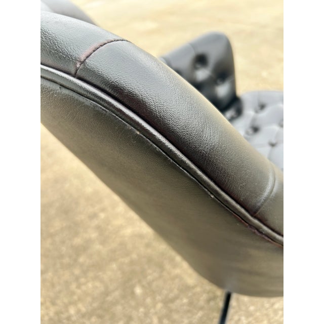 Black 1950s Tufted Black Leather Swivel Chair for Davis Furniture For Sale - Image 8 of 17