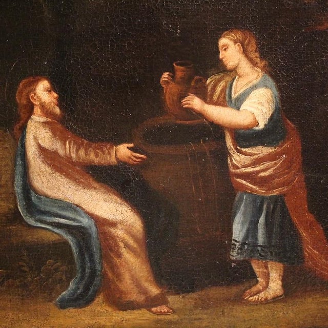 Spanish Artist, Jesus and the Samaritan Woman at the Well, 1680, Oil on Canvas For Sale - Image 11 of 13