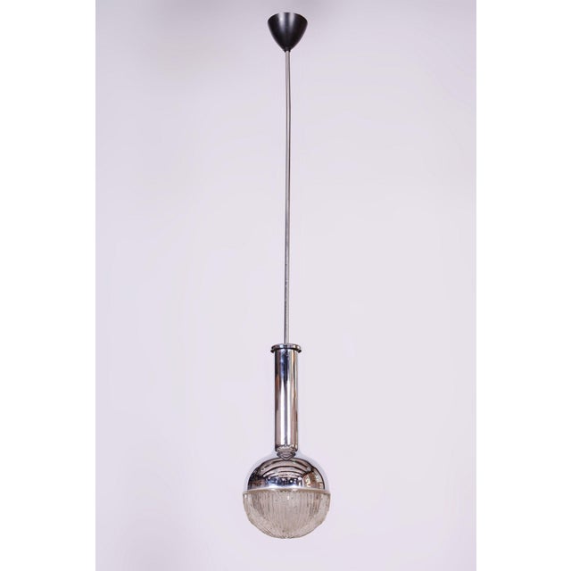 Mid-Century Chandelier in Chrome, Steel and Glass, Rewired, Italy, 1960s For Sale - Image 9 of 9