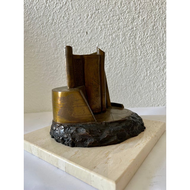 Charna Rickey, Bronze Abstract Space Age Book Sculpture LA California Modernist Charna Rickey For Sale - Image 4 of 12