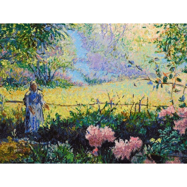 Paper H Claude Pissarro "Les Rhododendrons" Hand Signed Artwork, Garden Flowers For Sale - Image 7 of 8