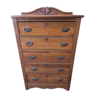 Antique Victorian Oak Dresser Tall Chest 1875-1890 For Sale