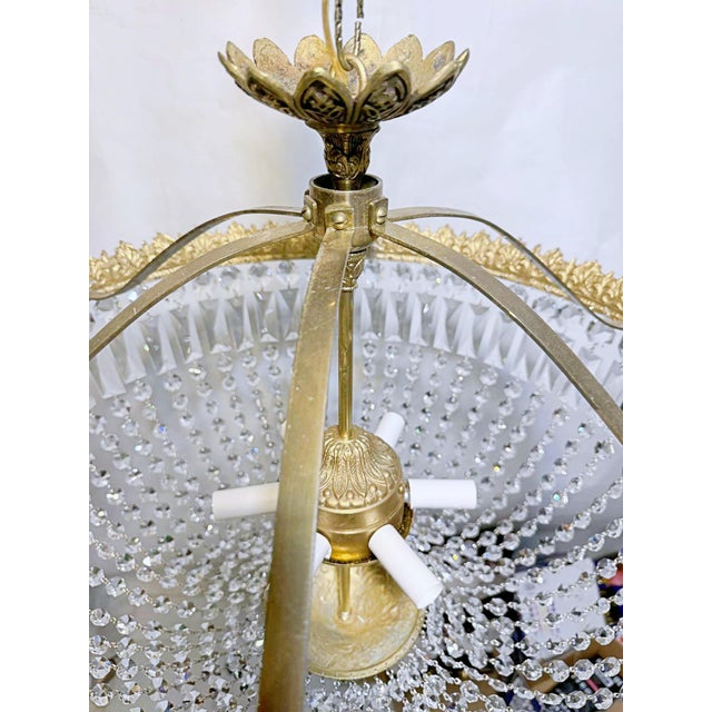 1950s Vintage 1950s Italian Brass Basket Chandelier For Sale - Image 5 of 10