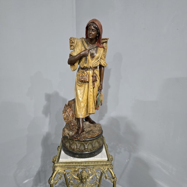Terracotta Fisher Girl attributed to Bernard Bloch, 1880s For Sale - Image 9 of 9
