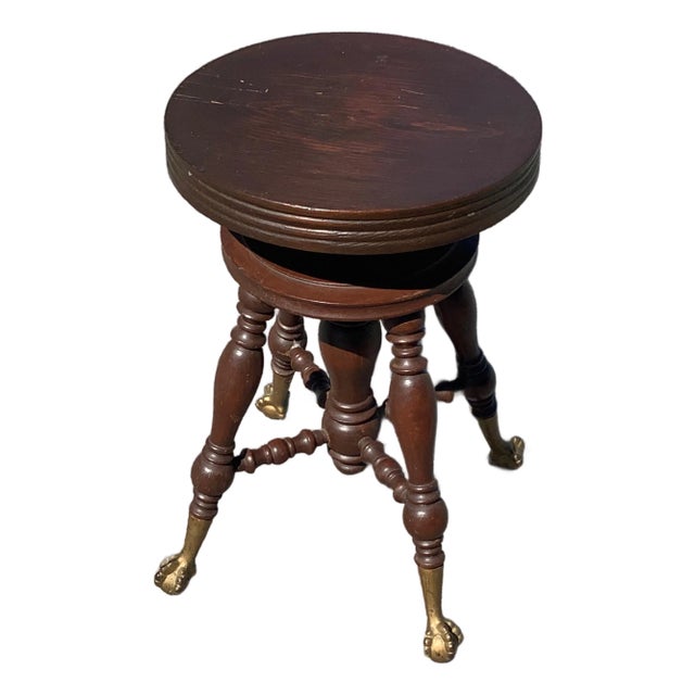 Antique Piano Stool A.Merriam Co Acton Mass. For Sale