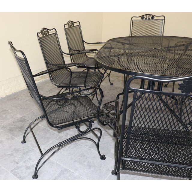 Mid-Century Woodard Briarwood Wrought Iron Dining Set With Eight Spring Chairs, Attributed For Sale - Image 9 of 12