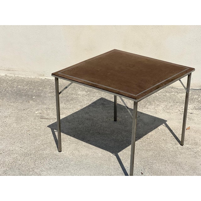 Folding Game Table in Steel and Velvet from Christian Dior, 1970s For Sale - Image 6 of 6
