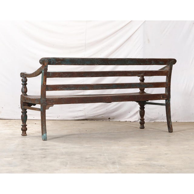 1900 - 1909 Antique Anglo-Indian Teakwood Bench For Sale - Image 5 of 5