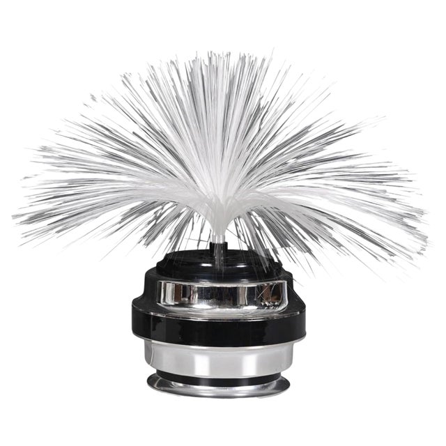 Fiber Optic and Chrome Round Table Lamp by Cima International, Italy, 1970s For Sale