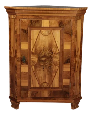 Antique Baroque Corner Cupboard in Walnut Veneer, 1800
