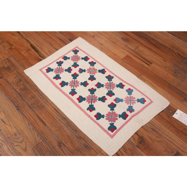 American Nazmiyal Collection Antique American Quilt Textile 2 Ft 1 in X 3 Ft 3 In For Sale - Image 3 of 6