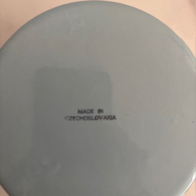 Mid 20th Century Mid 20th Century Blue Tin Child's Porridge Bowl With Humorous Theme, Czechoslovakia For Sale - Image 5 of 6