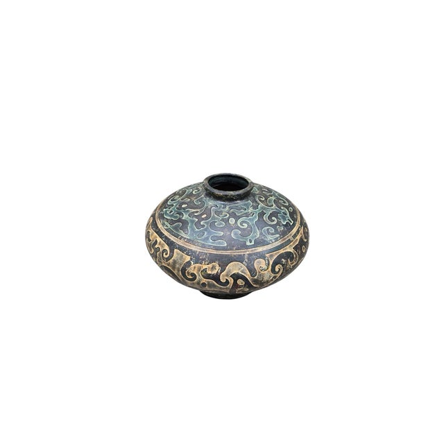 Contemporary Vintage Chinese Style Studio Pottery Low-Profile Vase For Sale - Image 3 of 6