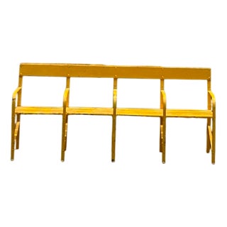 Metal and Wood Bench, 1970s For Sale