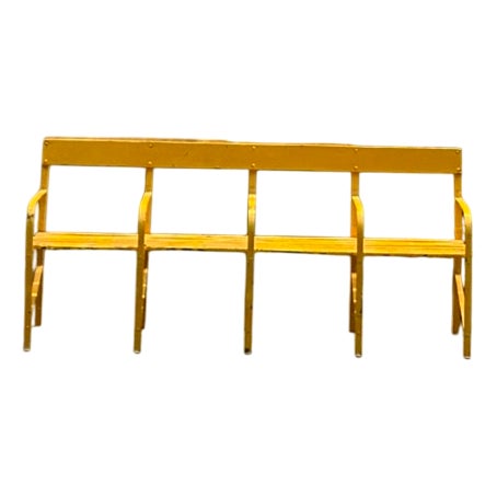 Metal and Wood Bench, 1970s For Sale