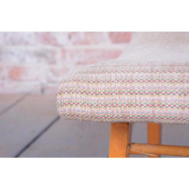 1960s Mid-Century Stool in Upholstery and Beech, Slovakia, 1960s For Sale - Image 5 of 9