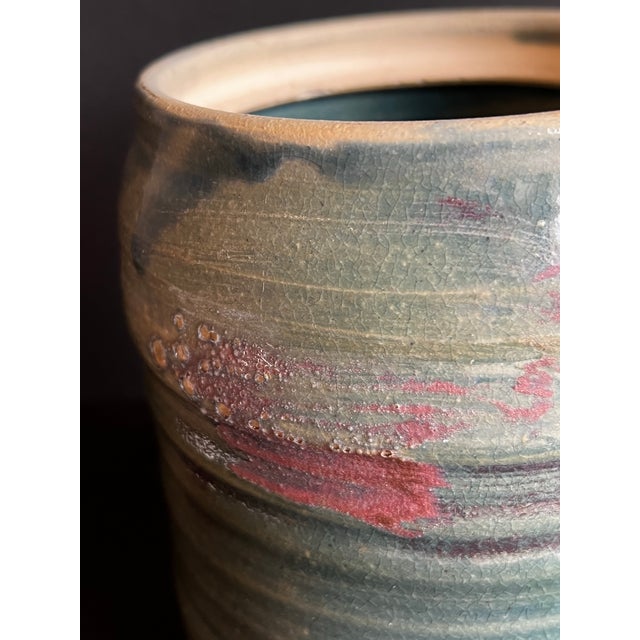 Late 20th Century Vintage Japanese Wabi Sabi Glazed Eathernware Mizushashi For Sale - Image 5 of 9