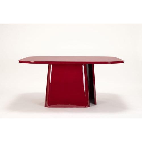 Ooma Burgundy Lacquered Glass Dining Table by Reda Amalou Design For Sale - Image 6 of 9