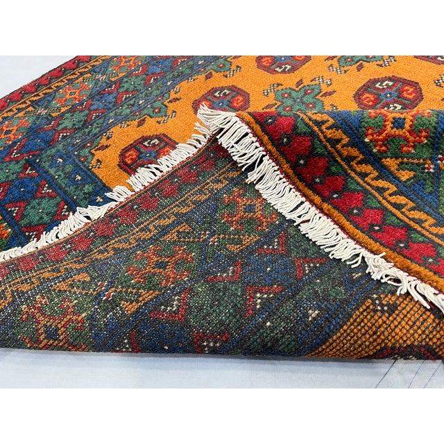 Golden Ochre Mori Gul Tribal Area Rug With Geometric Borders, 4'10" X 6'8" For Sale - Image 15 of 16