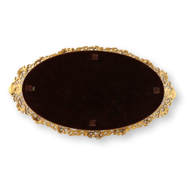 Midcentury Gold Filagree Vanity Mirror For Sale - Image 4 of 4