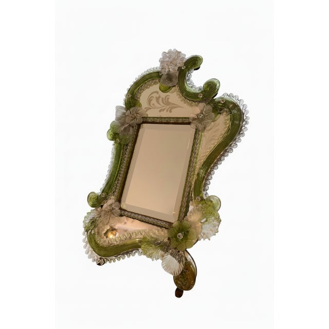 Murano Green Venetian Murano Mirror For Sale - Image 4 of 5