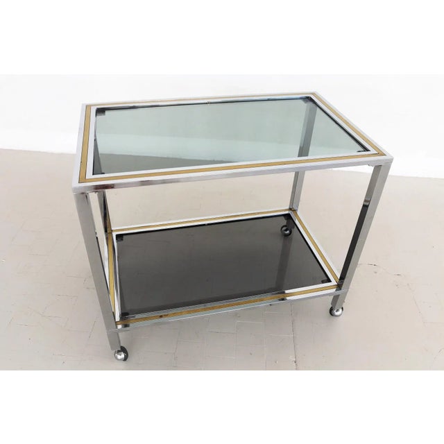 Italian Bar Cart or Trolley in Brass and Chrome, 1970s For Sale - Image 10 of 15