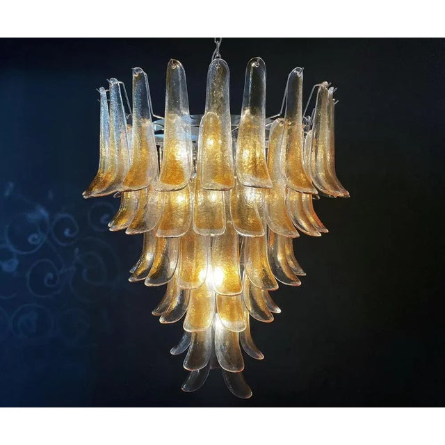 Italian Amber Murano Glass Petal Chandeliers, Set of 2 For Sale - Image 6 of 10