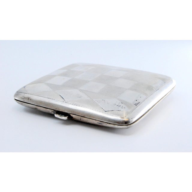 Silver Cigarette Case with High Relief on the Lid and Gold Interior. For Sale - Image 3 of 9