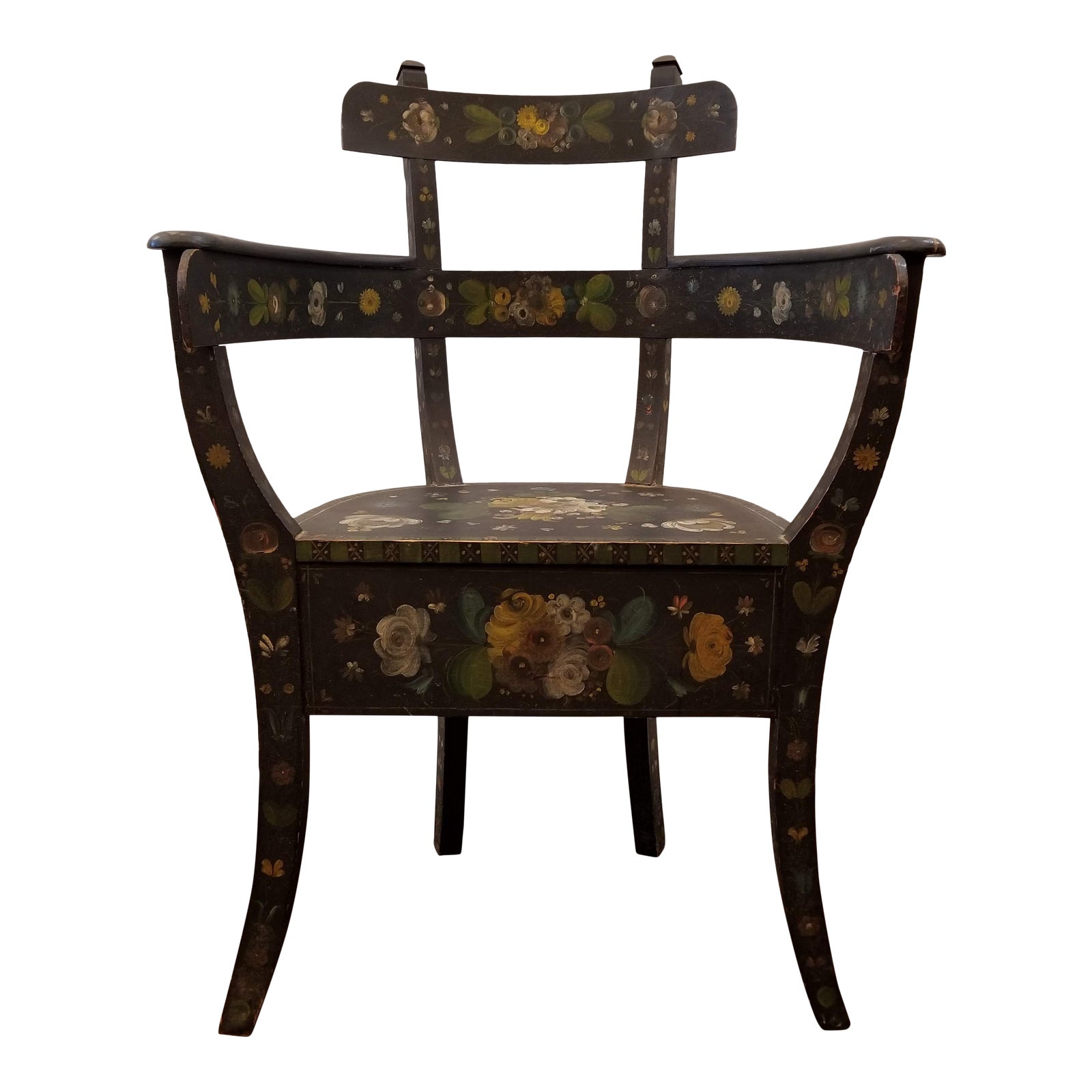 Antique Bentwood Norwegian Rosemaling Painted Folk Art Chair Chairish