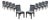 Barbara Barry for Baker Set of 10 Lacquered Black & White Fabric Dining Chairs For Sale