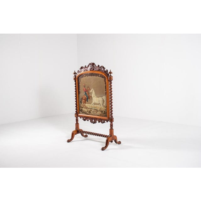 Antique Victorian Needlepoint Fire Screen For Sale - Image 4 of 15
