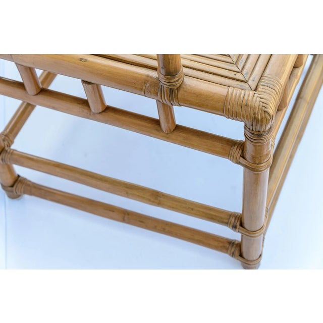 Wood Pair Italian Large Bamboo & Rattan Chairs For Sale - Image 7 of 11