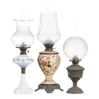 Oil Table Lamps in Opaline Glass, 19th Century, Set of 3 For Sale