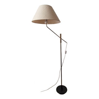 Mid-Century Adjustable Brass Floor Lamp, 1950s For Sale