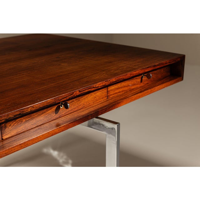Desk in Rosewood and Chrome by Bodil Kjaer, Denmark, 1960s For Sale - Image 11 of 13