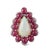Ruby, Opal and Diamond Pear-Shaped Cocktail Ring, 14k Gold and Sterling Silver For Sale In Tampa - Image 6 of 8