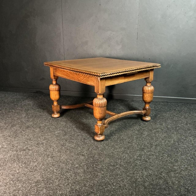 Antique Oak Extending Draw Leaf Table, 1925 For Sale - Image 8 of 8