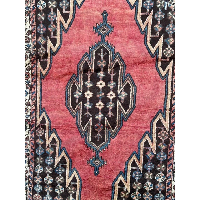 Beautiful midcentury rug with geometrical decorative design and beautiful colors, entirely hand knotted with wool velvet...