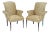 French Style Tufed Fireside Chairs - Pair For Sale