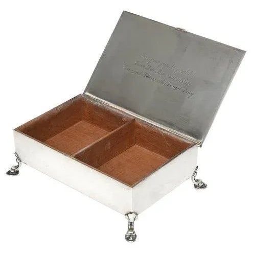 Tiffany and Co. Mid-Century Modern Tiffany Sterling Shell & Dolphin Box For Sale - Image 4 of 10