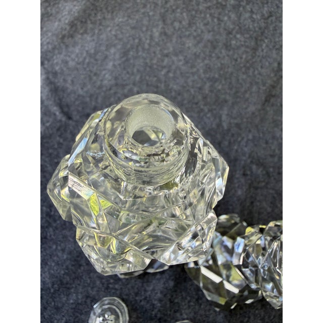 Vintage Cut Crystal Salt & Pepper Pedestal Shakers a Pair For Sale - Image 14 of 16