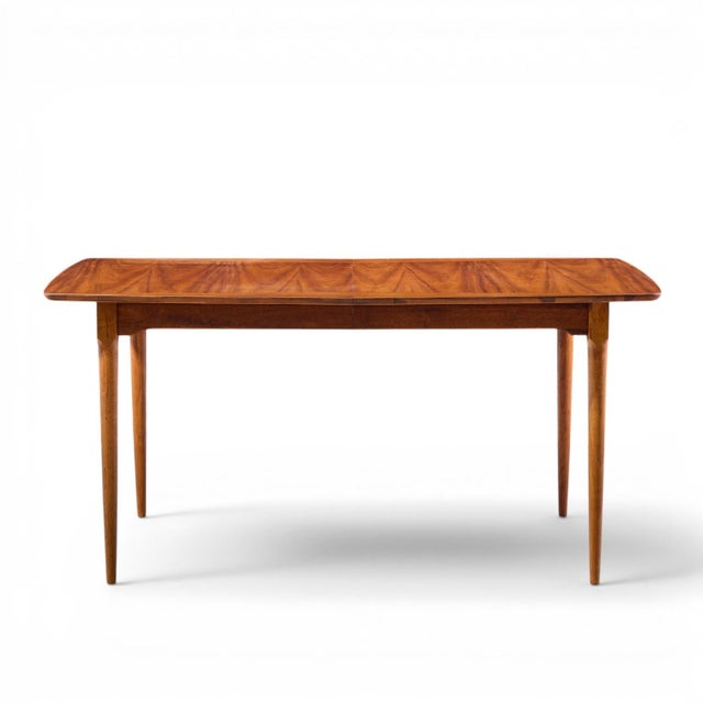 Wood Ramseur Mid Century Walnut Expanding Dining Table With 3 Leaves For Sale - Image 7 of 16