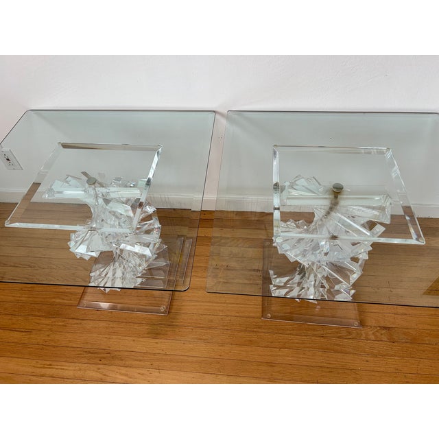 Vintage Helix Spiral Stacked Lucite Side Tables For Sale In San Francisco - Image 6 of 14