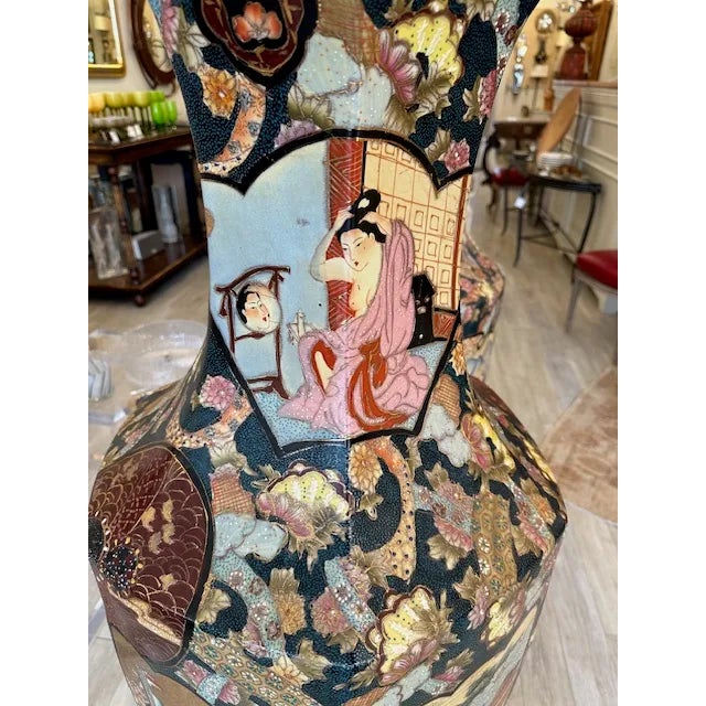 Ceramic 1980s Chinese Satsuma Vases- Set of 2 For Sale - Image 7 of 8