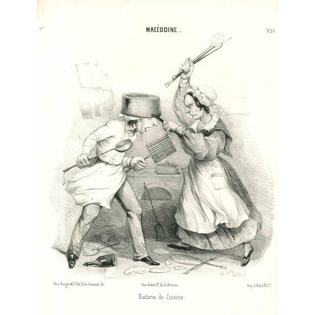Lithograph on paper, France, mid-19th century. Signed in the plate. A finely executed satirical lithograph from the...