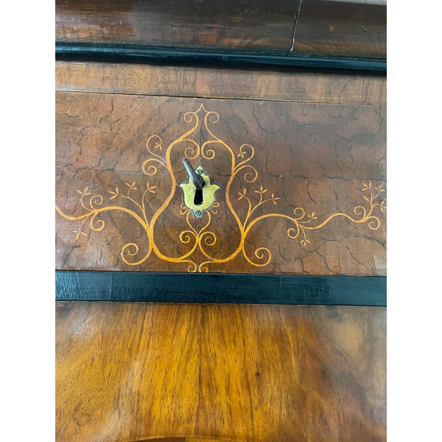 Wood 1820 Austrian Viennese Biedermeier Walnut Vitrine Desk For Sale - Image 7 of 11