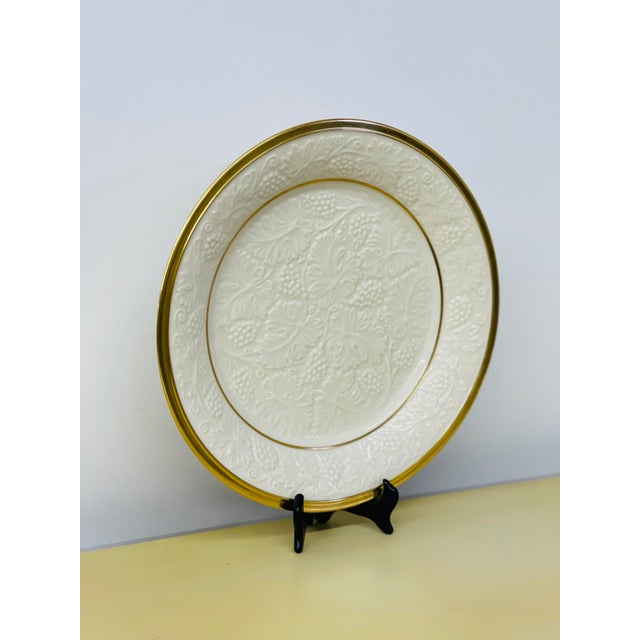 Gorgeous Vintage Lenox 24 k Gold Embossed Porcelain Serving Platter. Perfect for fruit! Beautiful Grape Leaf Design....