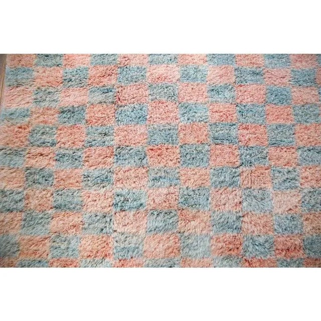 Sage & Coral Checker Beni Ourain Moroccan Wool Rug - 11x14' For Sale - Image 6 of 7