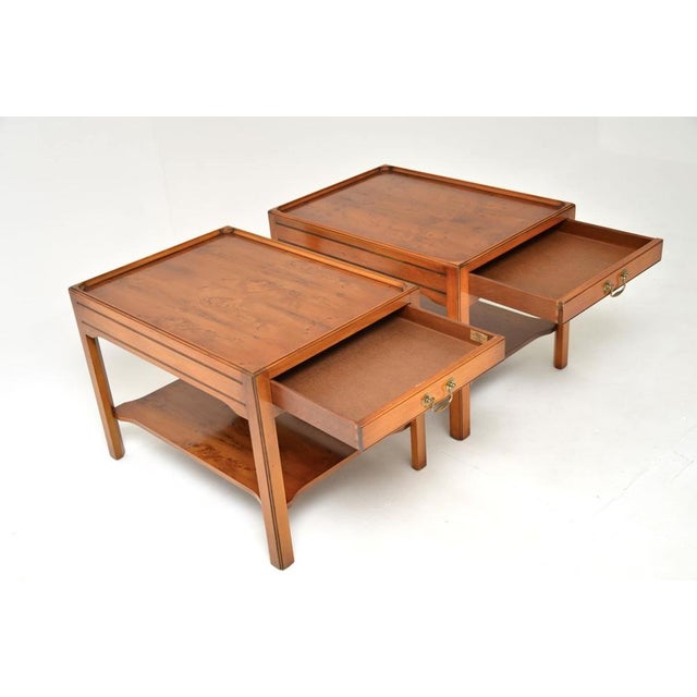 Vintage Georgian Style Side Tables in Yew Wood, 1950, Set of 2 For Sale - Image 12 of 13